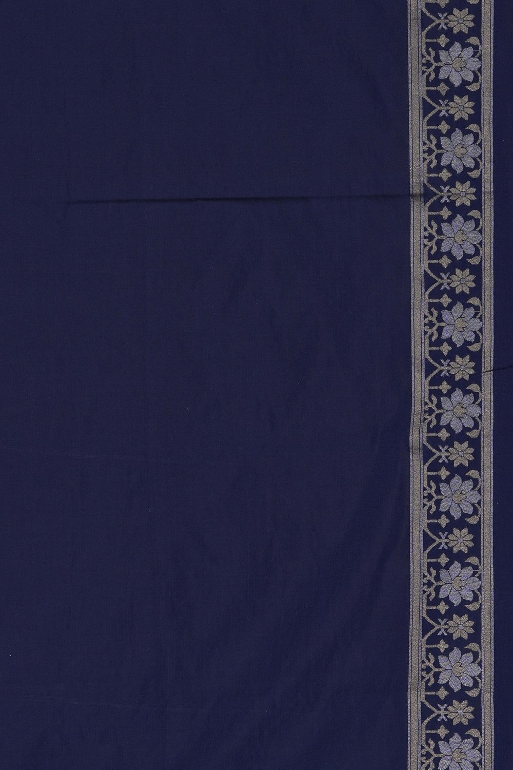 Image of Navy Blue Banarasi Silk Brocade Saree