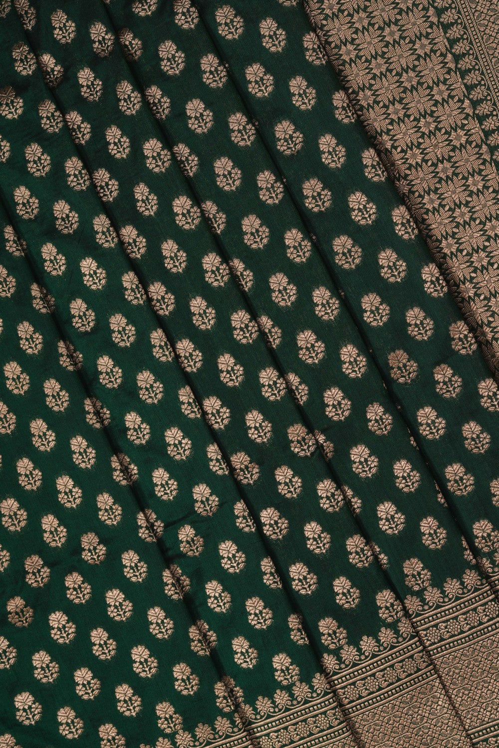 Image of Green Banarasi Silk Brocade Saree