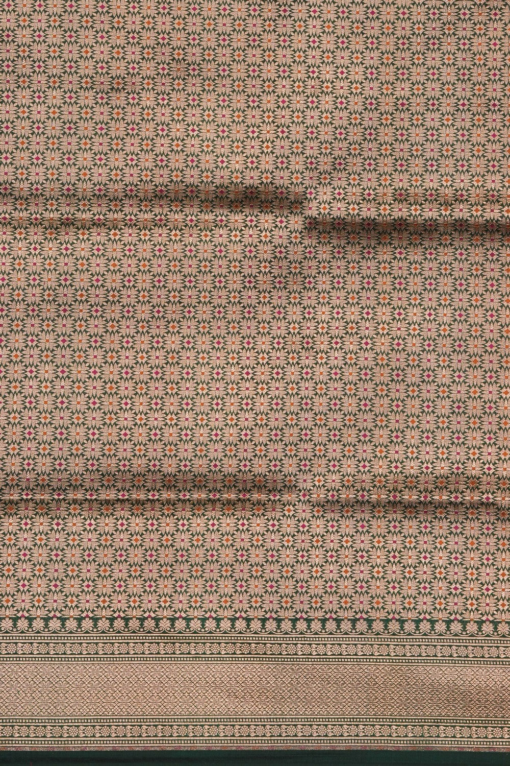 Image of Green Banarasi Silk Brocade Saree