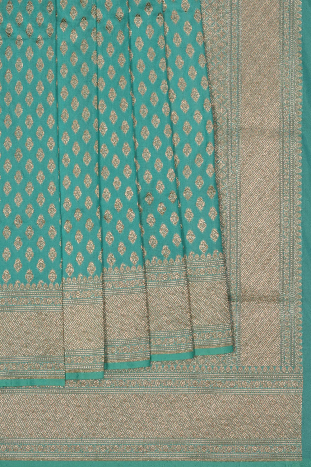 Image of Aqua Green Banarasi Silk Brocade Saree