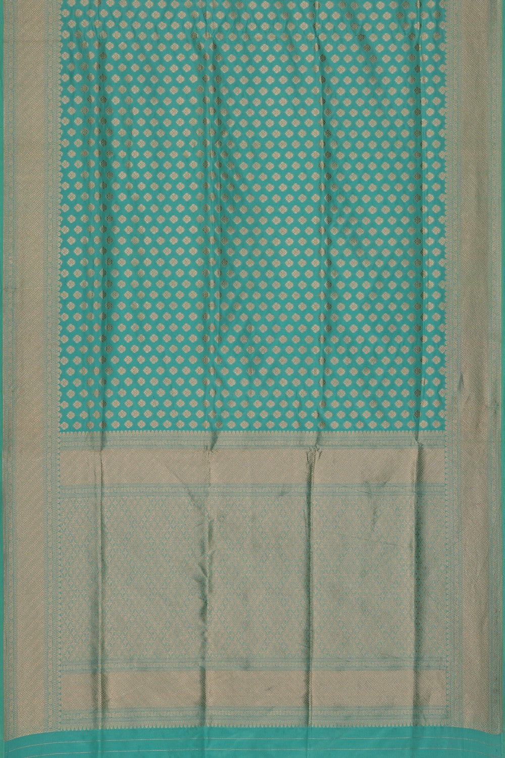 Image of Aqua Green Banarasi Silk Brocade Saree