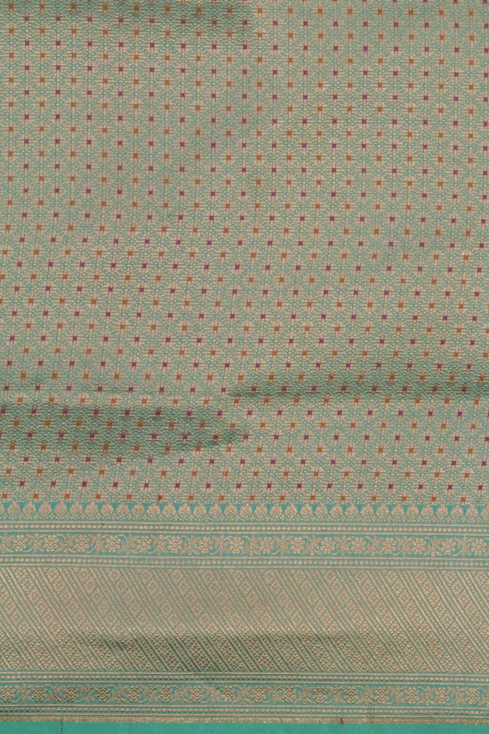 Image of Aqua Green Banarasi Silk Brocade Saree