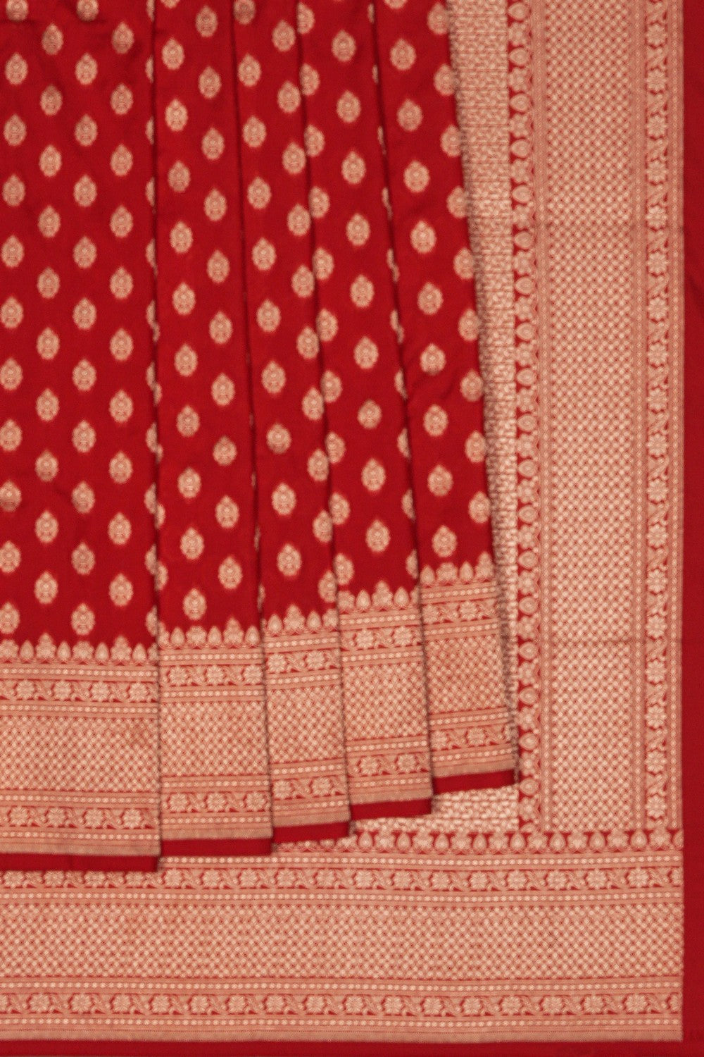 Image of Red Banarasi Silk Brocade Saree