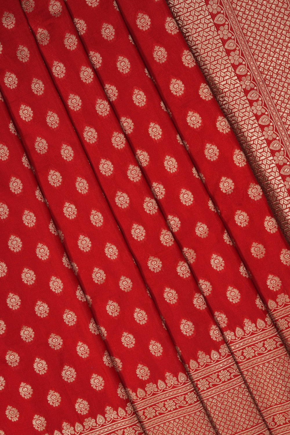 Image of Red Banarasi Silk Brocade Saree
