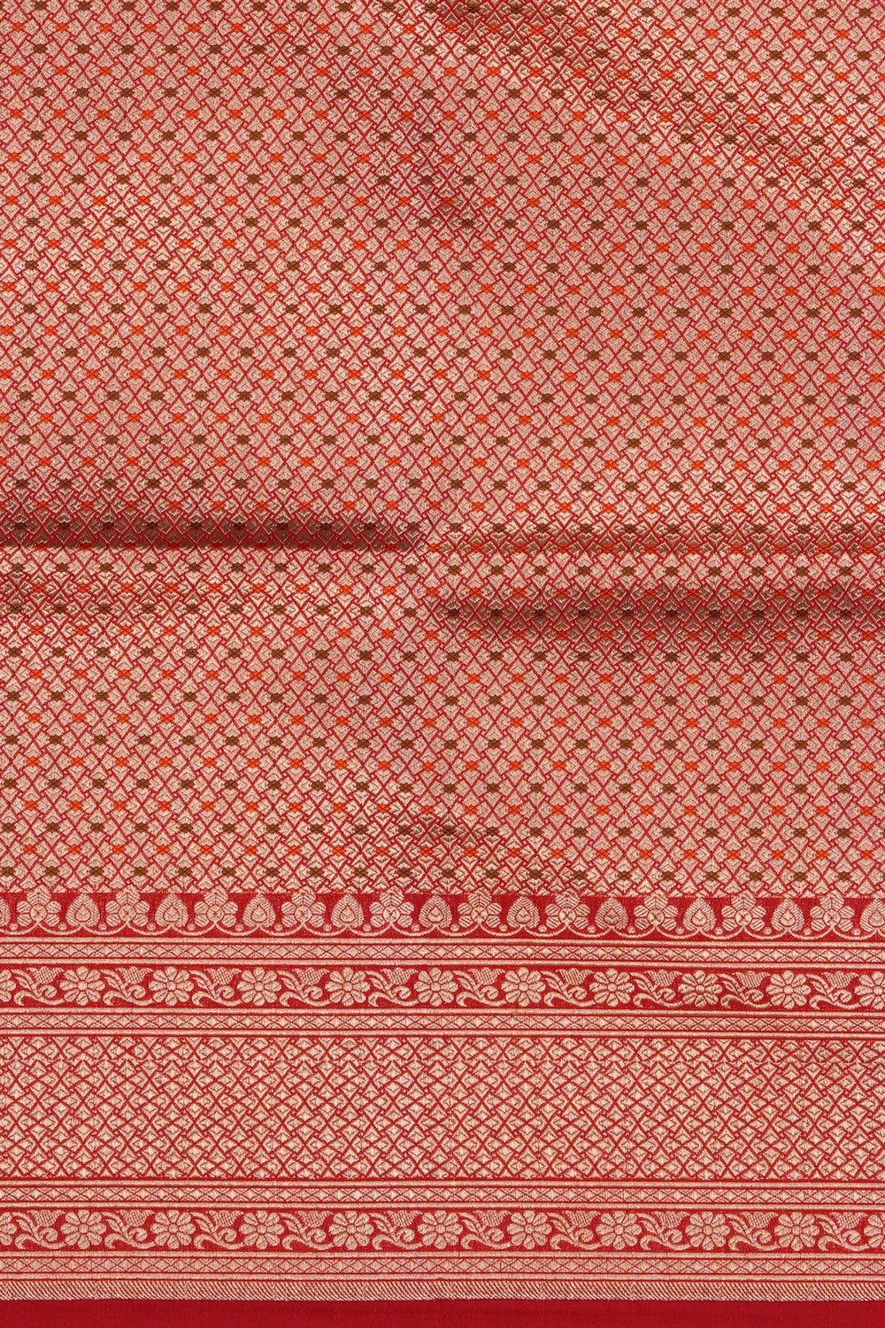 Image of Red Banarasi Silk Brocade Saree