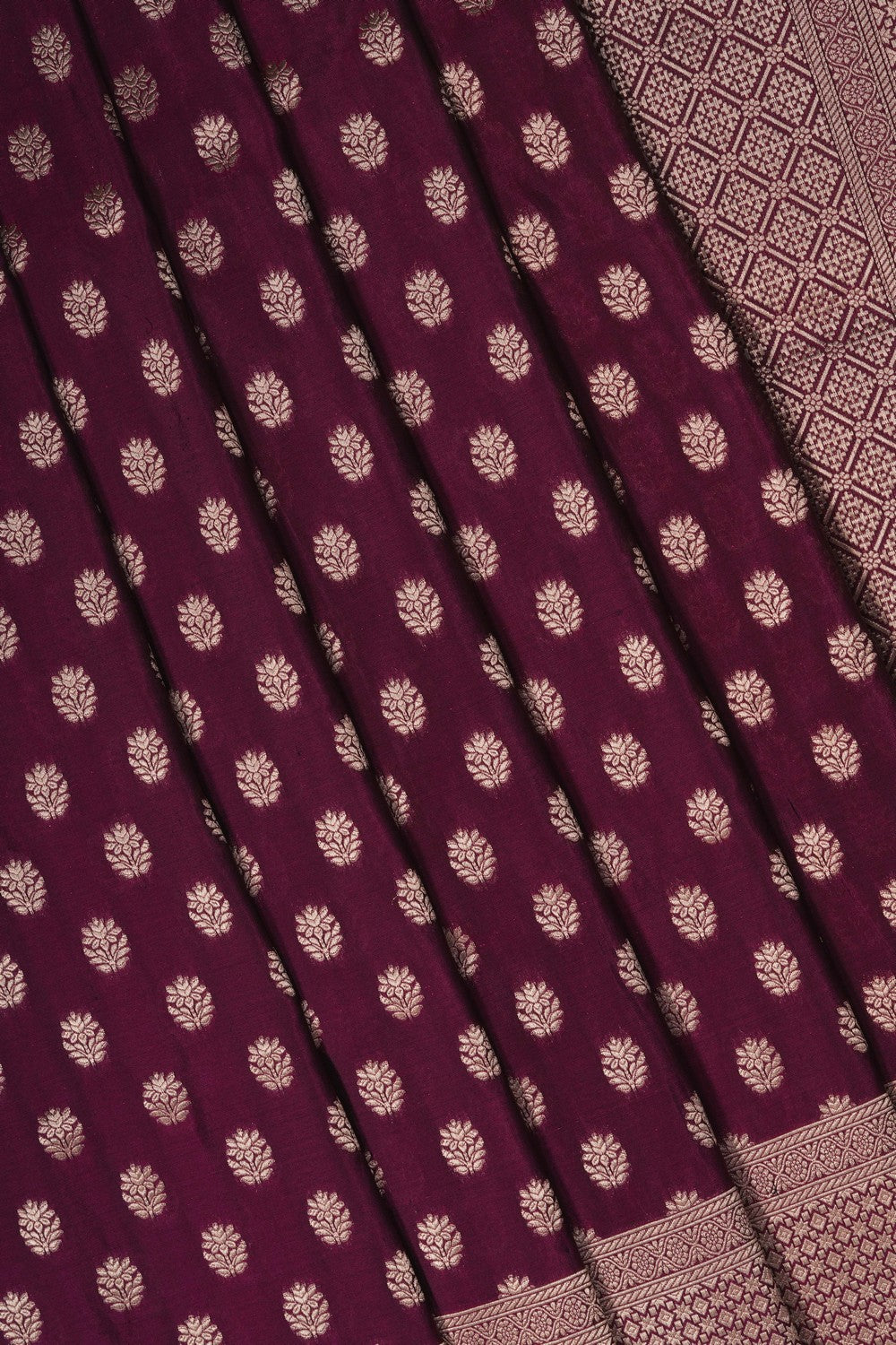 Image of Violet Banarasi Silk Brocade Saree