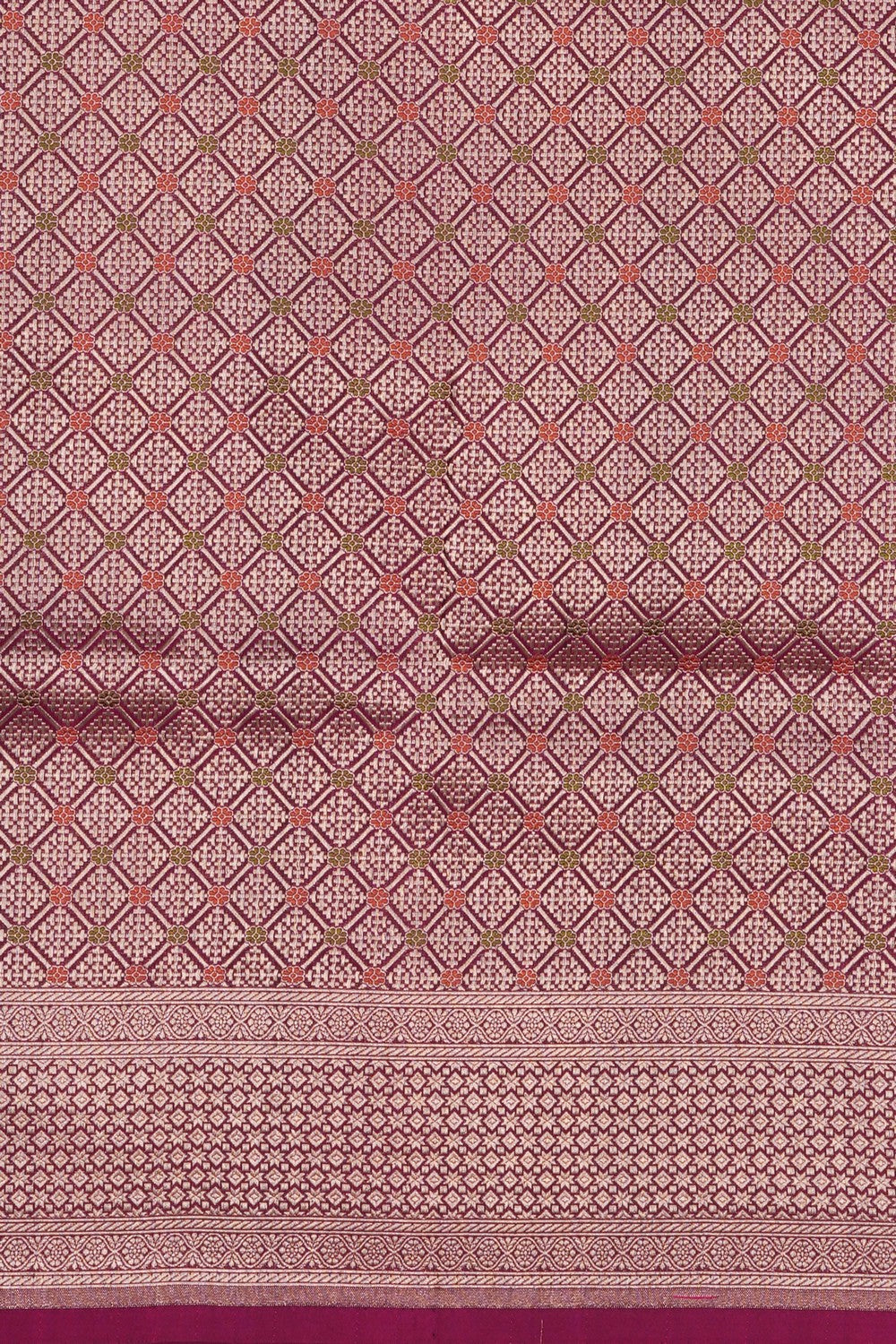 Image of Violet Banarasi Silk Brocade Saree