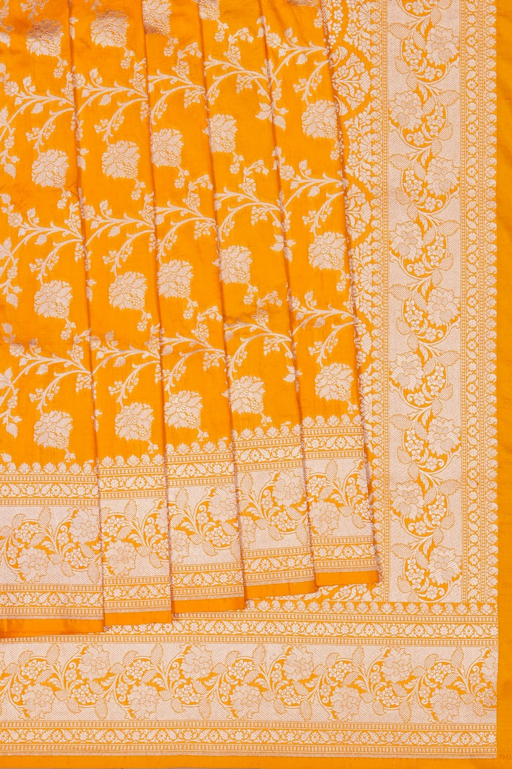 Image of Yellow Banarasi Silk Brocade Saree
