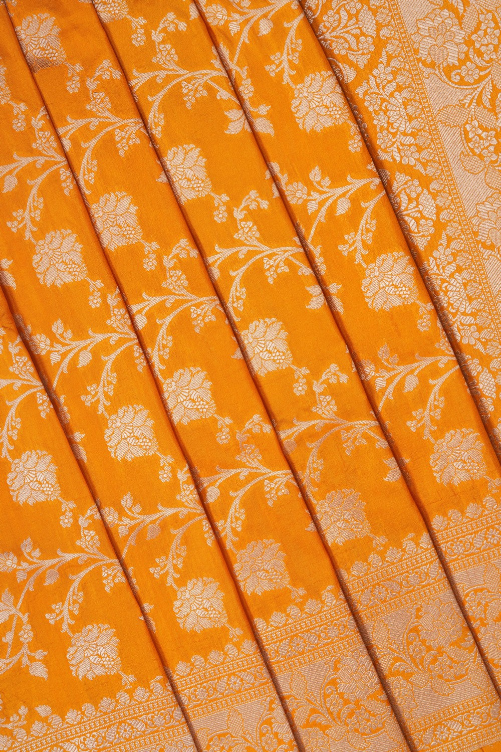 Image of Yellow Banarasi Silk Brocade Saree