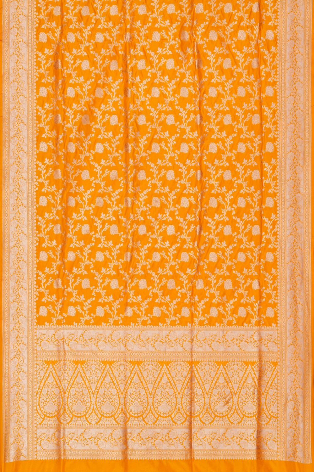 Image of Yellow Banarasi Silk Brocade Saree