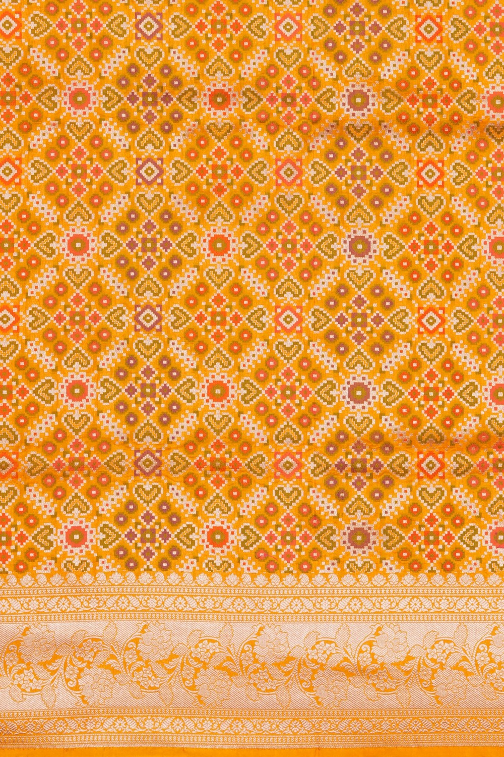 Image of Yellow Banarasi Silk Brocade Saree