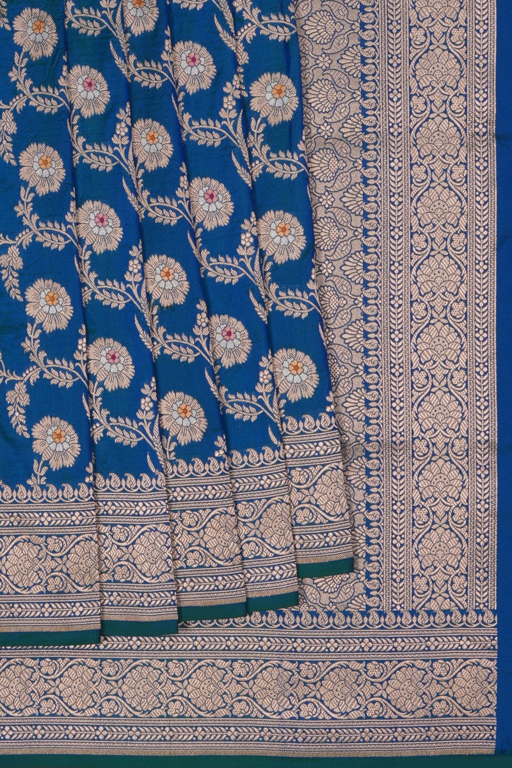 Image of Blue Banarasi Silk Brocade Saree