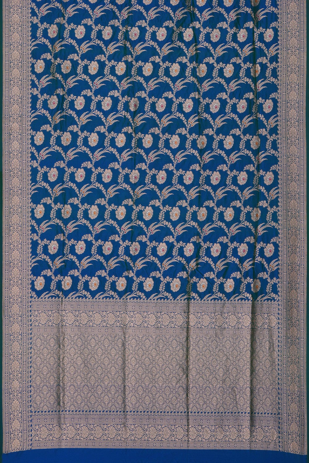 Image of Blue Banarasi Silk Brocade Saree