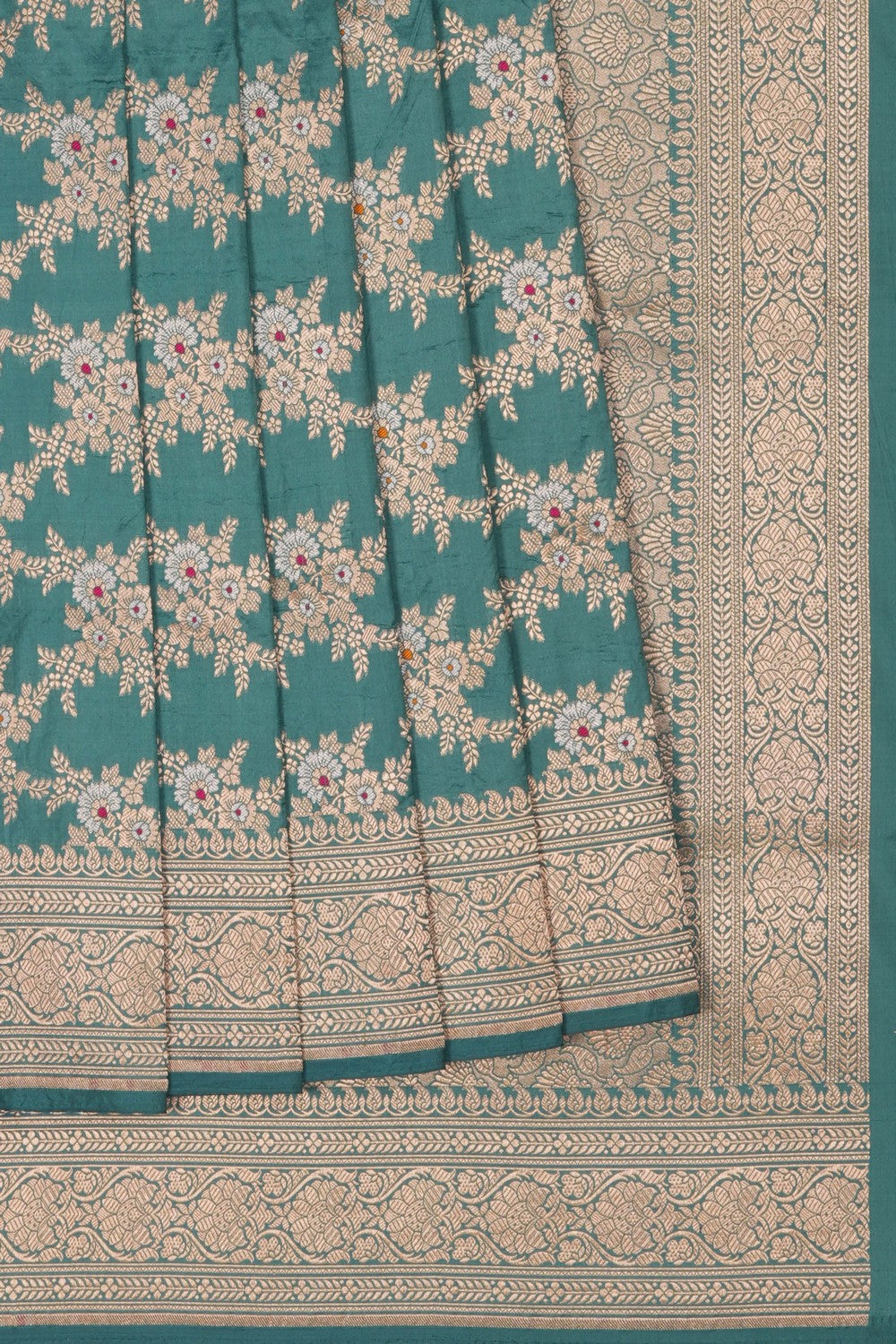 Image of Smoky Green Banarasi Silk Brocade Saree