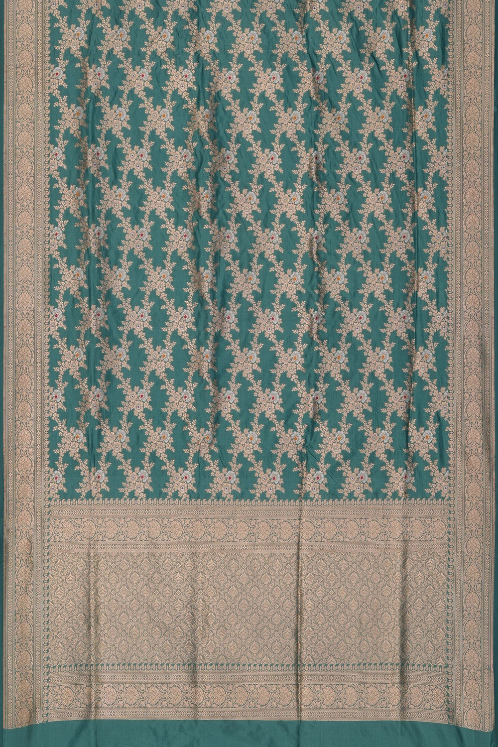 Image of Smoky Green Banarasi Silk Brocade Saree