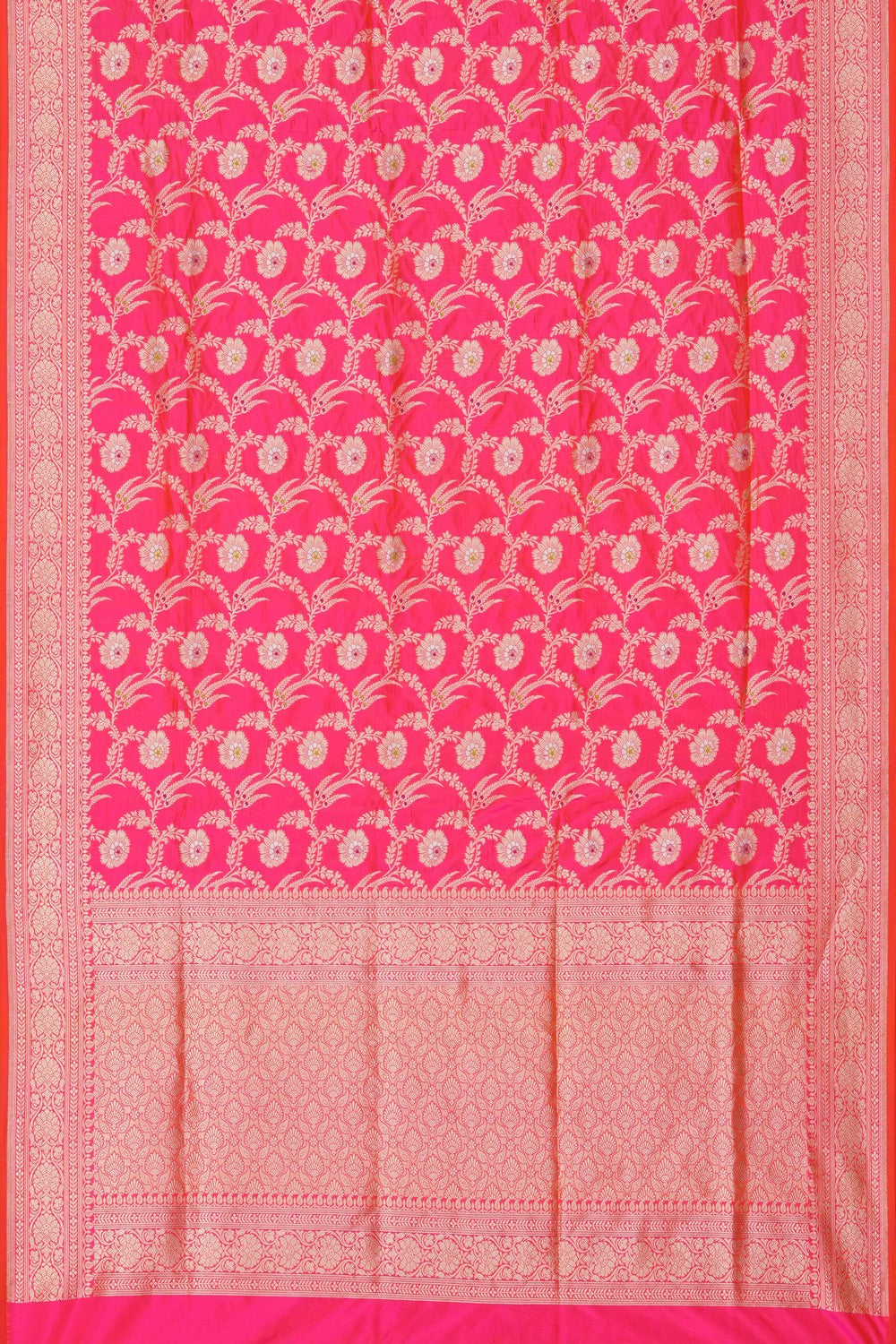 Image of Fuchsia-Pink Banarasi Silk Brocade Saree