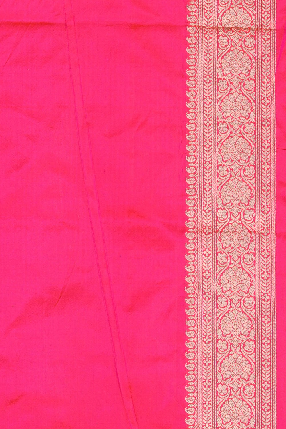 Image of Fuchsia-Pink Banarasi Silk Brocade Saree