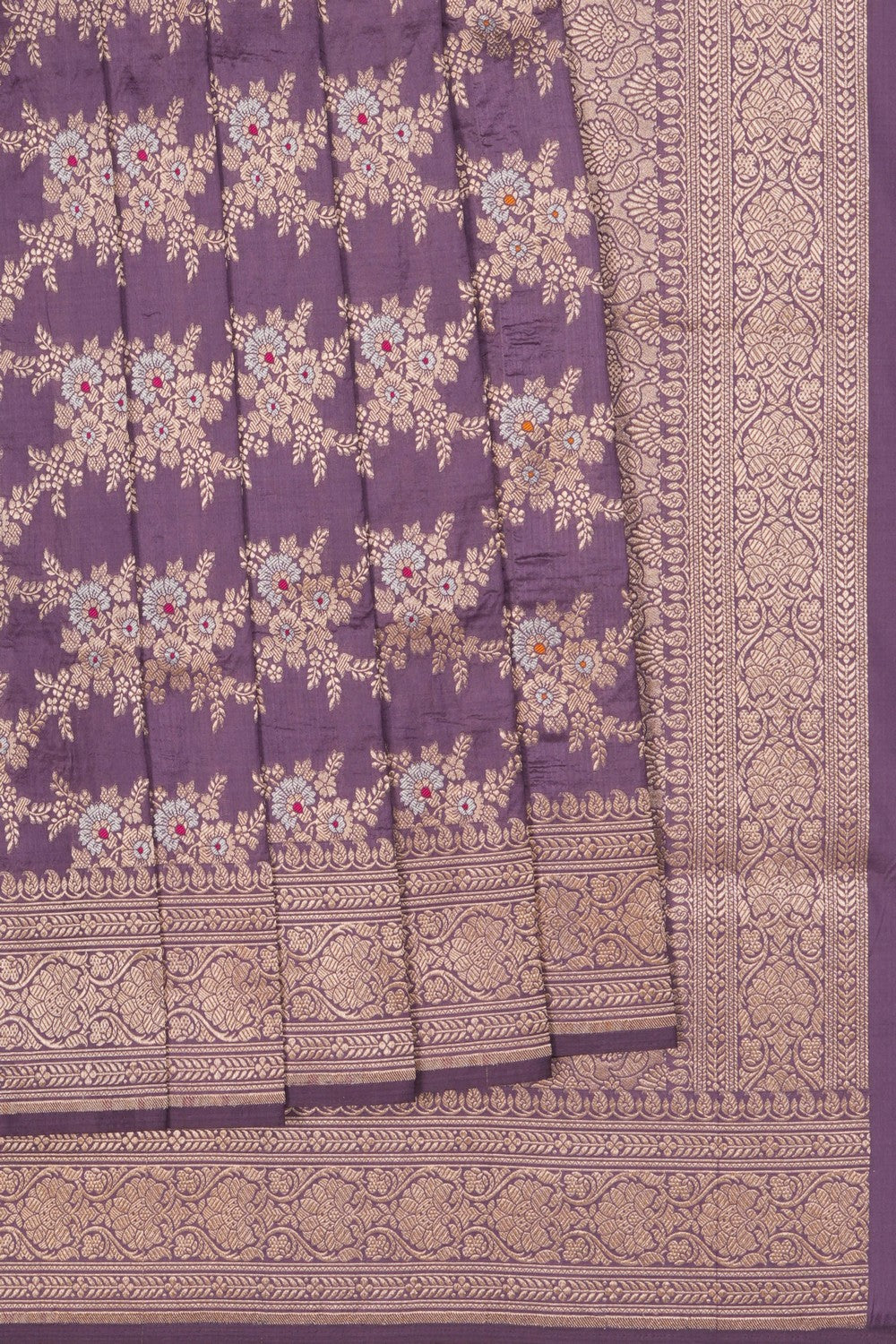 Image of Mauve Banarasi Silk Brocade Saree