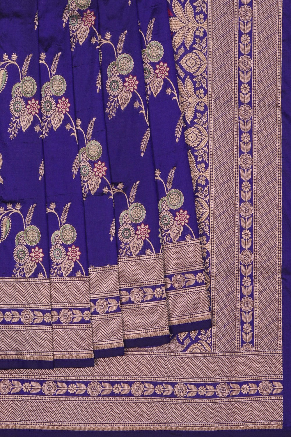 Image of Purple Banarasi Silk Brocade Saree