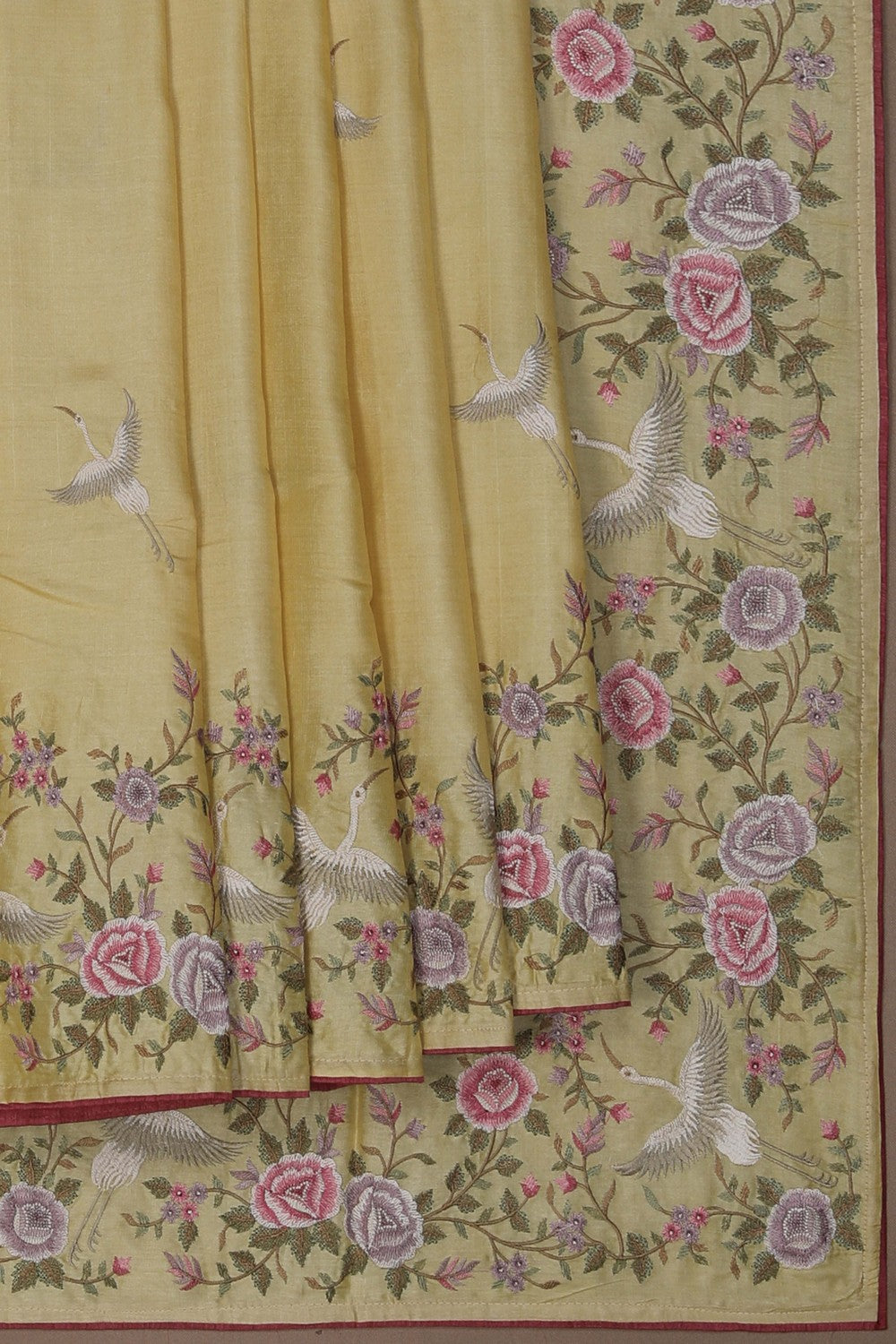 Image of Yellow Embroidery Saree