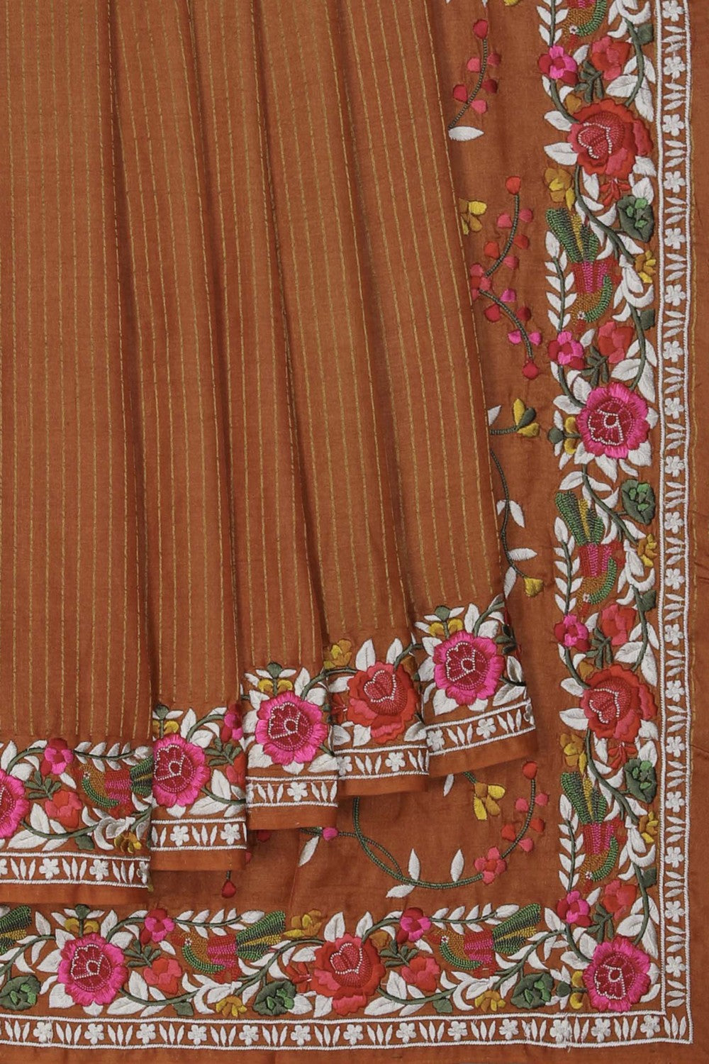 Image of Orange Embroidery Saree
