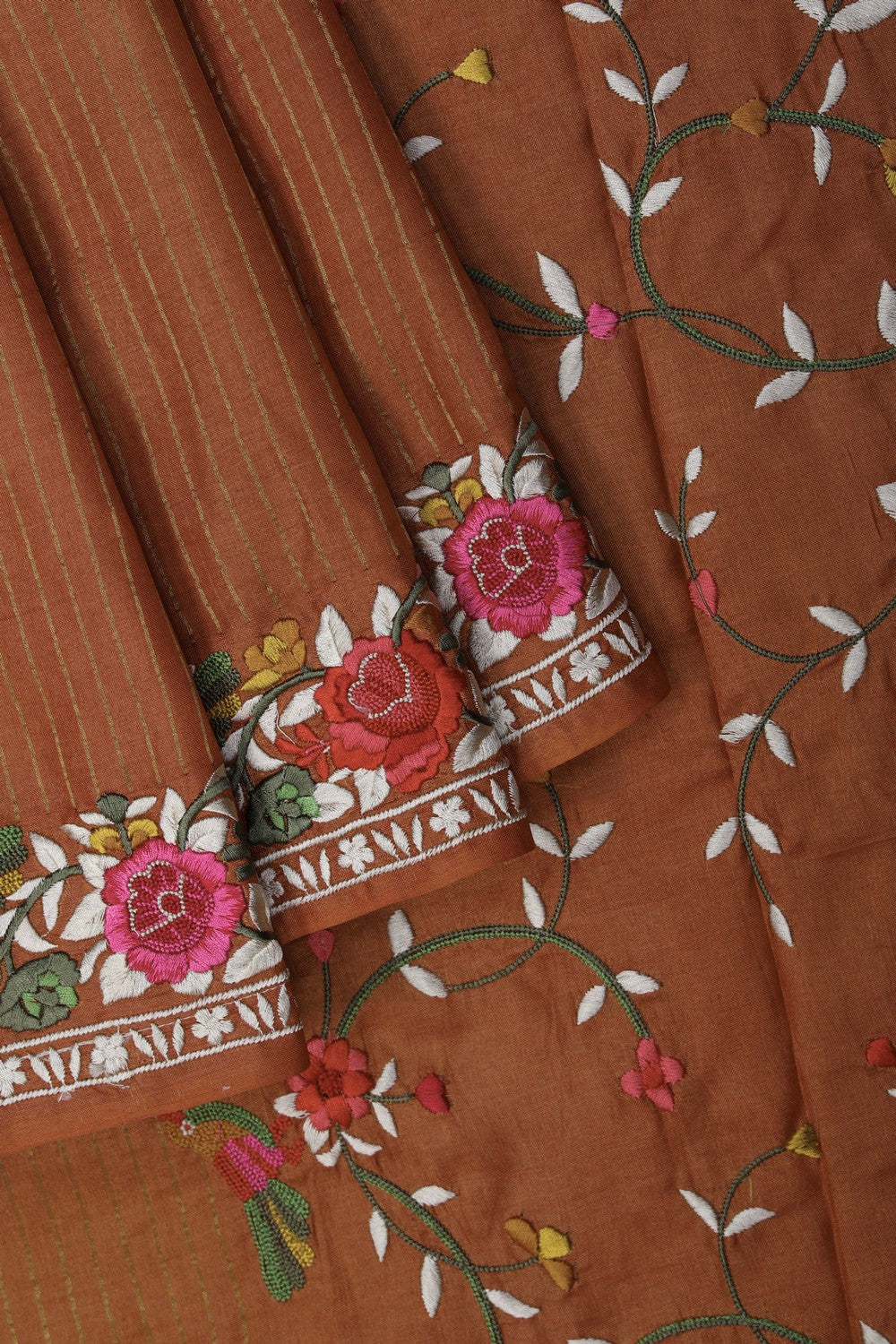 Image of Orange Embroidery Saree