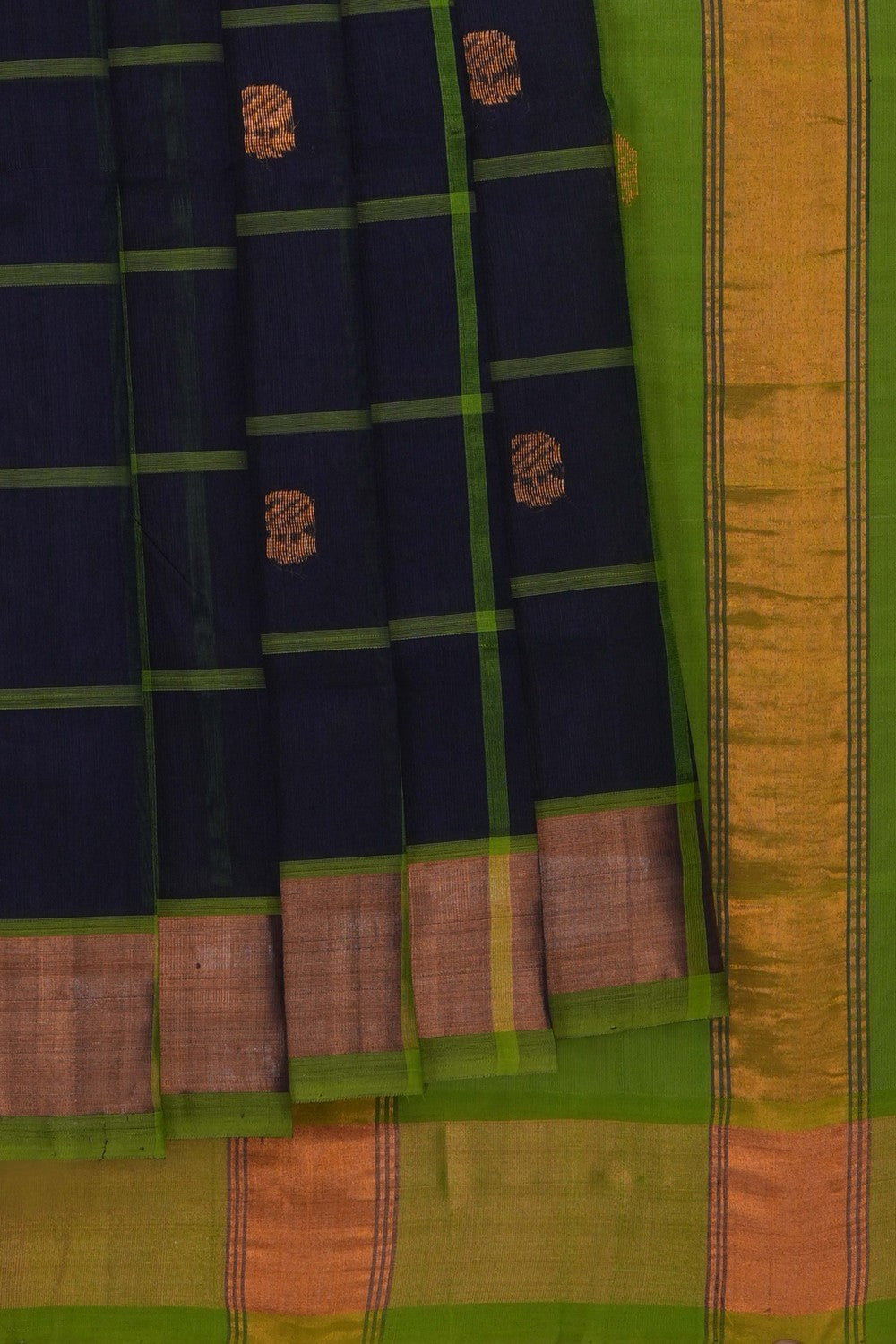 Image of Navy Blue South Silk Cotton Saree