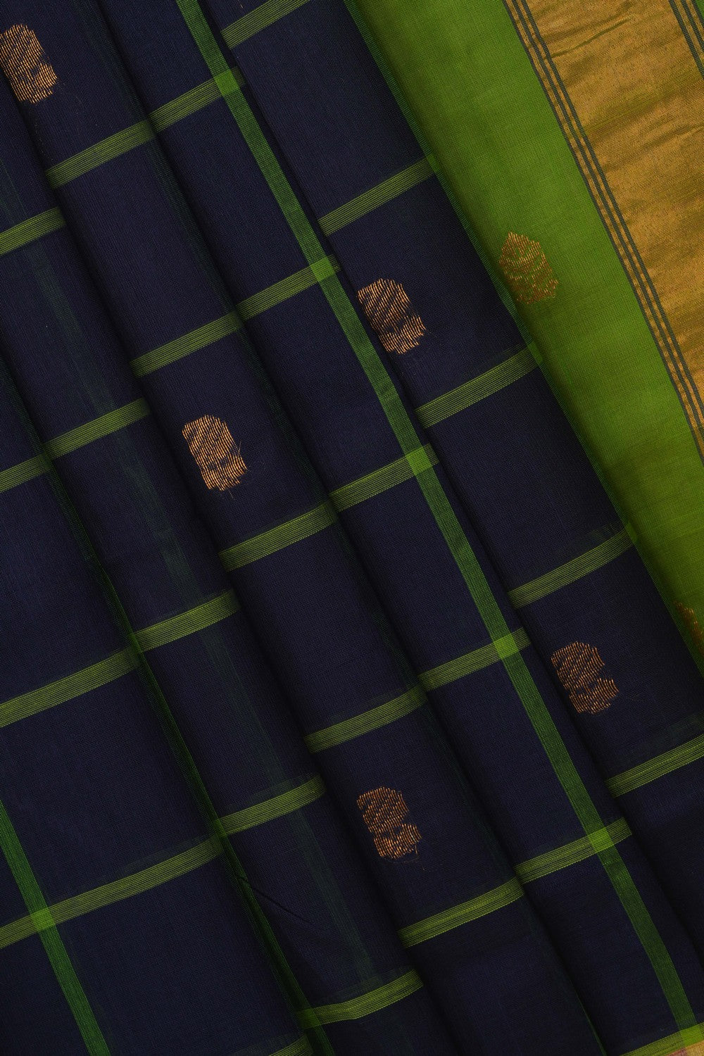 Image of Navy Blue South Silk Cotton Saree