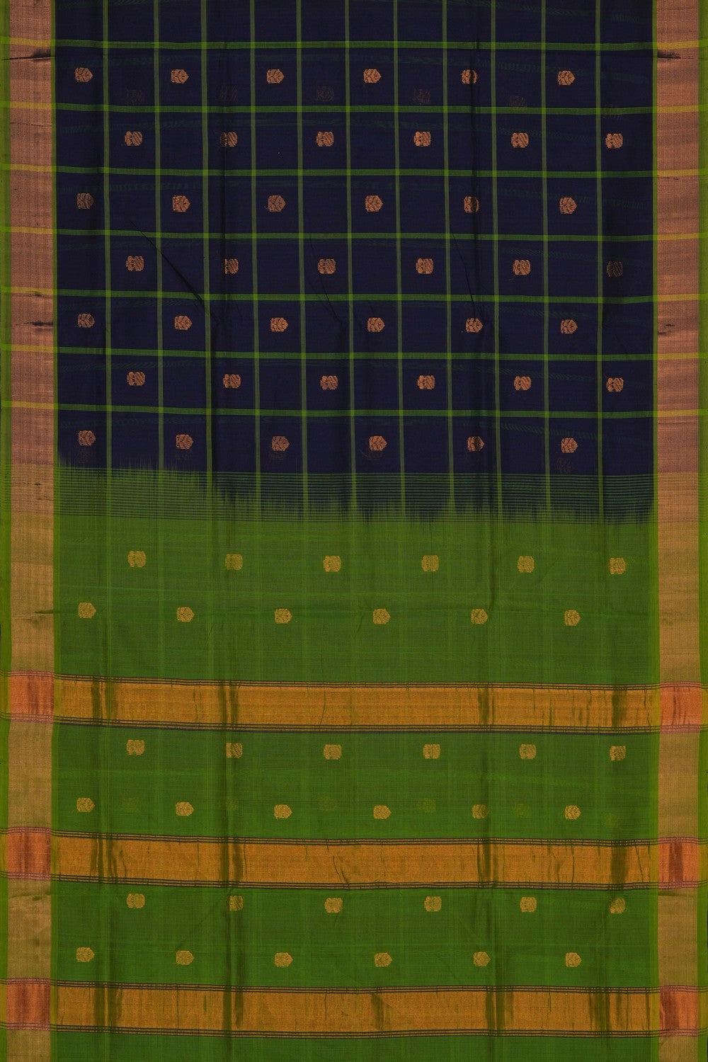 Image of Navy Blue South Silk Cotton Saree