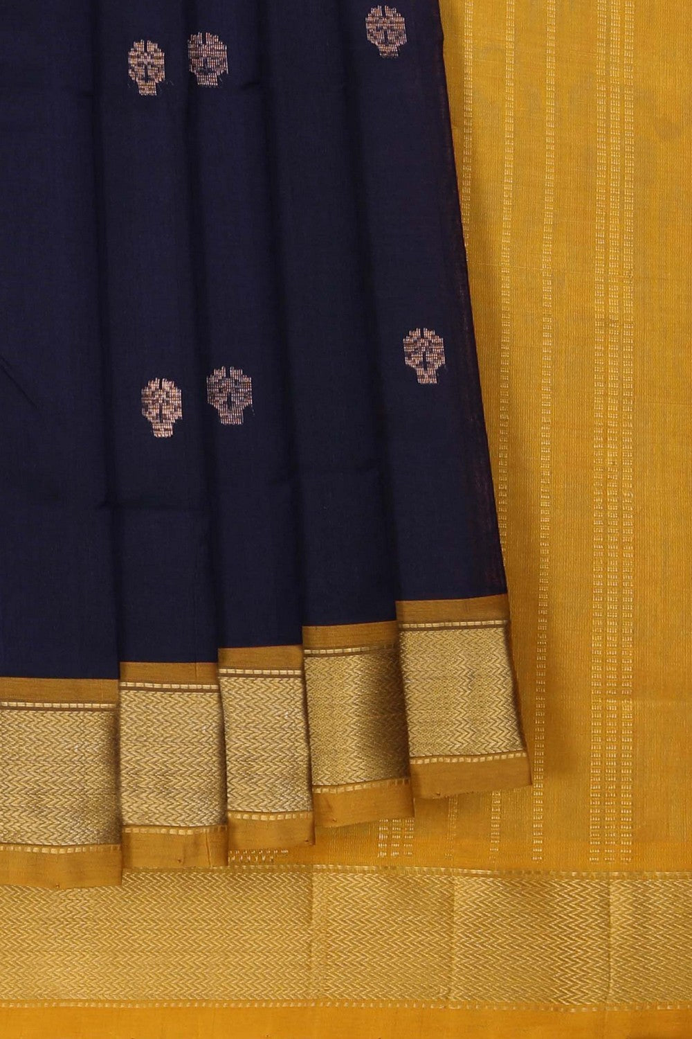 Image of Navy Blue South Silk Cotton Saree