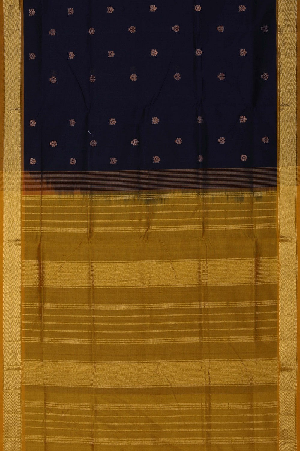 Image of Navy Blue South Silk Cotton Saree