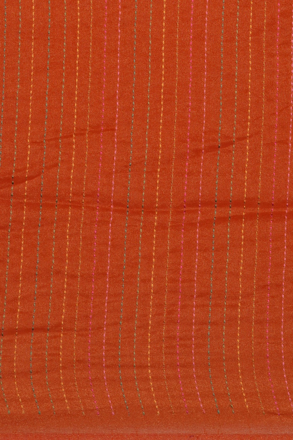 Image of Orange Embroidery Silk Saree