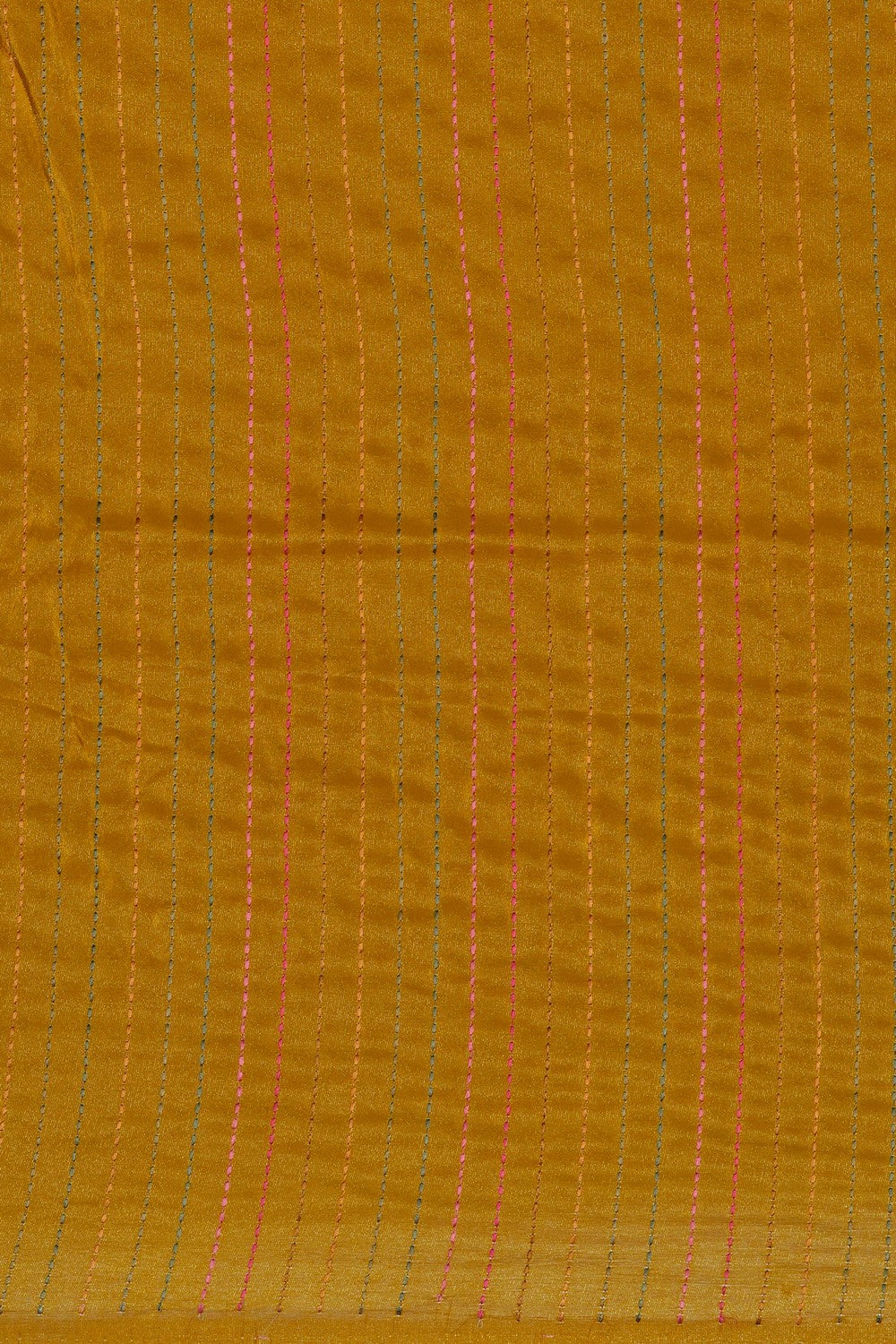 Image of Fenugreek Yellow Embroidery Silk Saree