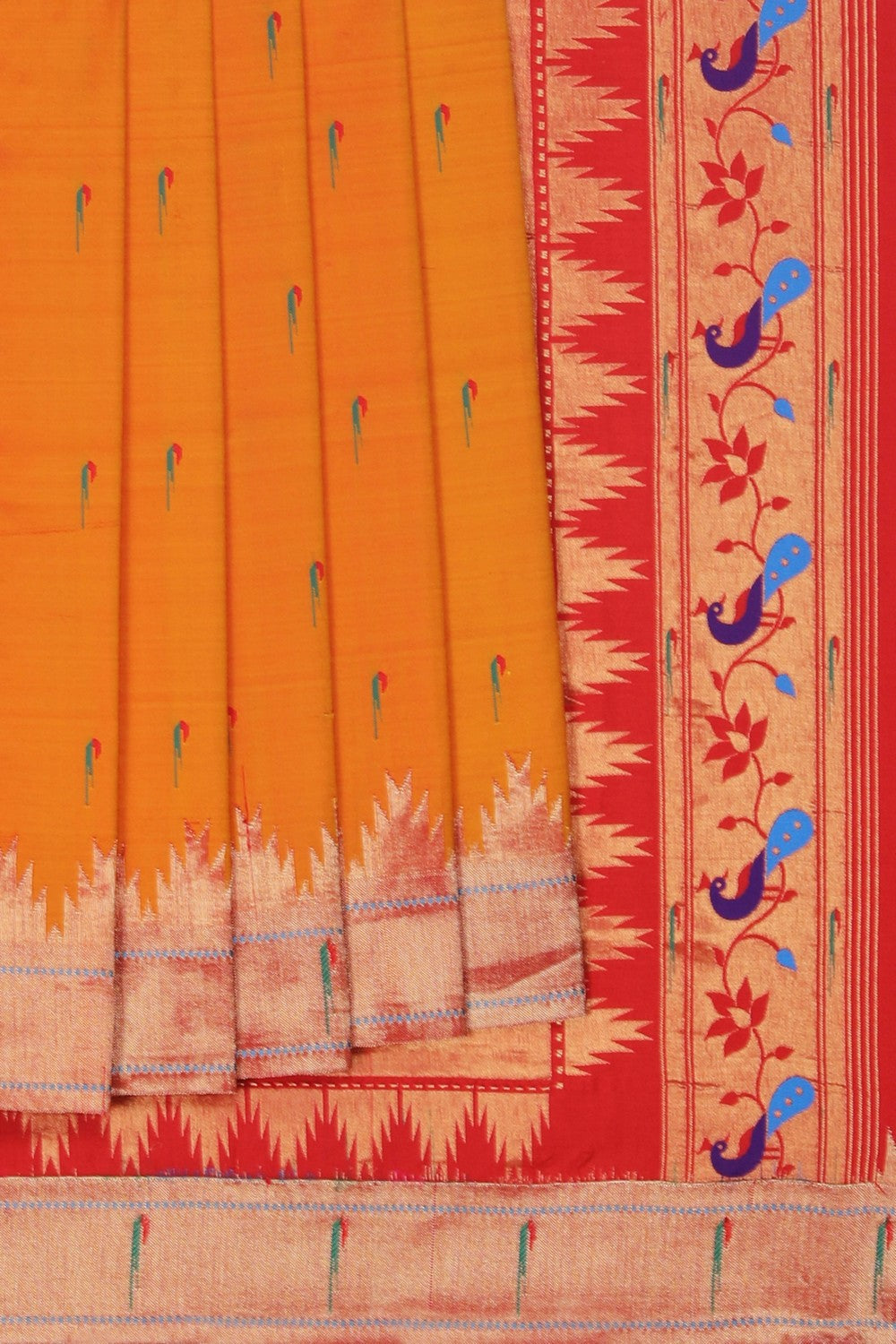Image of Orange Paithani Silk Saree