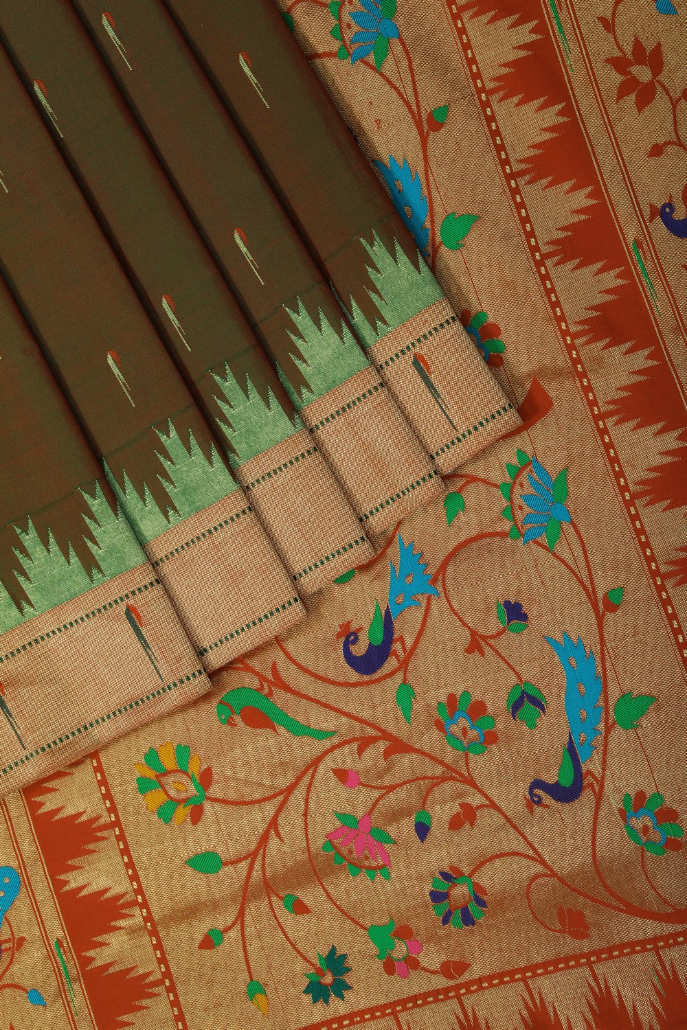 Image of Green Paithani Silk Saree