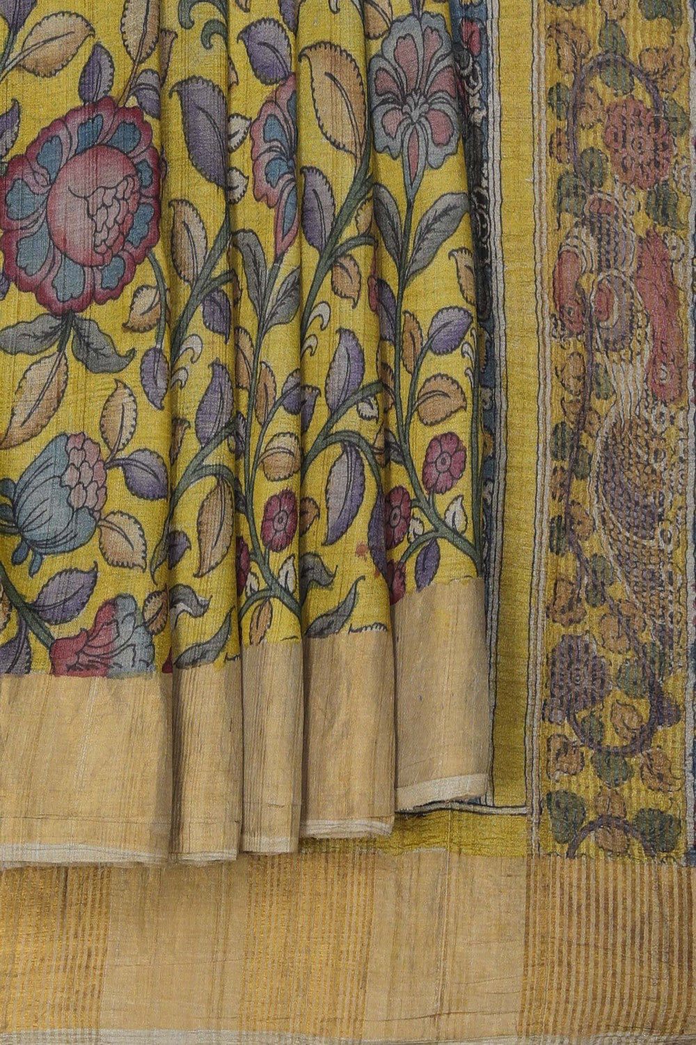 Image of Kalamkari Hand-Painted Saree