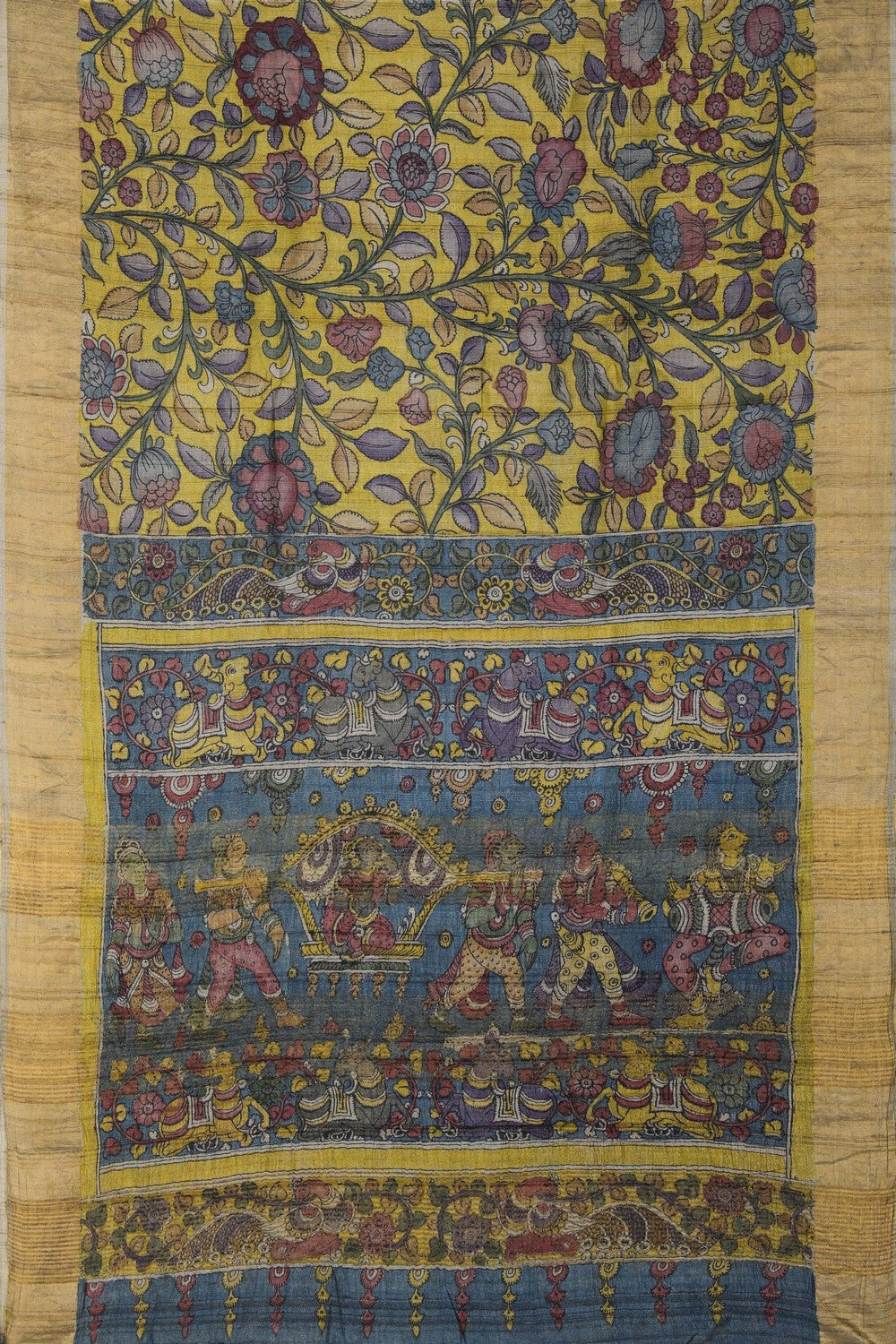 Image of Kalamkari Hand-Painted Saree