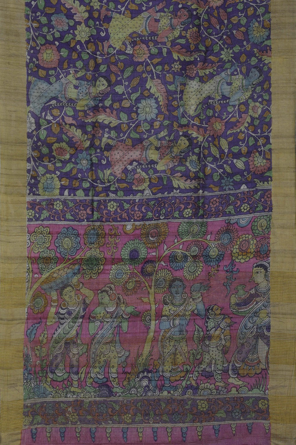 Image of Kalamkari Hand-Painted Saree