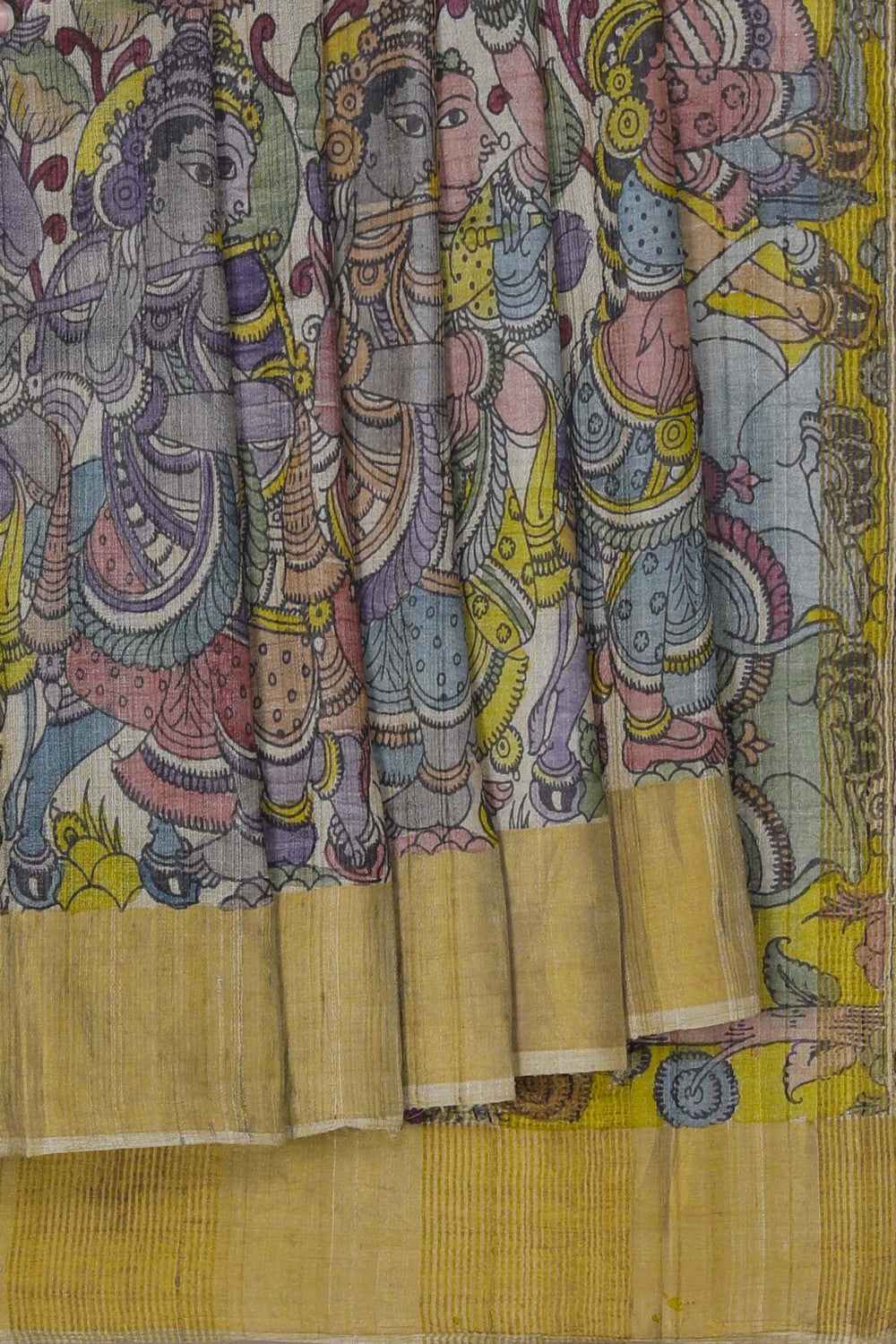 Image of Kalamkari Hand-Painted Saree