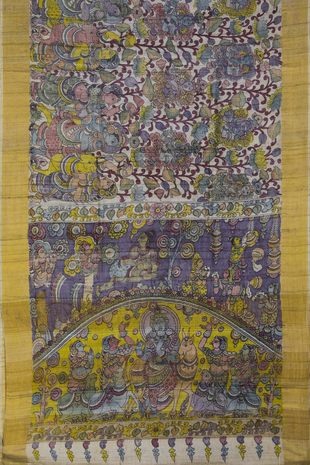 Image of Kalamkari Hand-Painted Saree