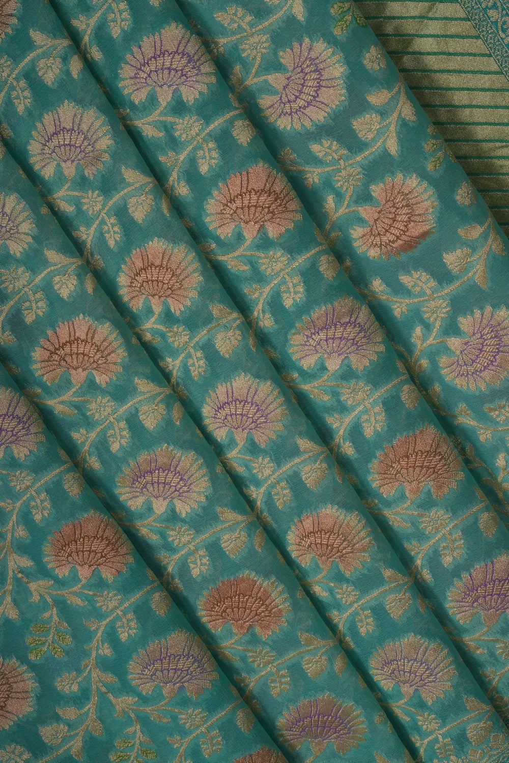 Image of Aqua Green Banarasi Georgette Saree