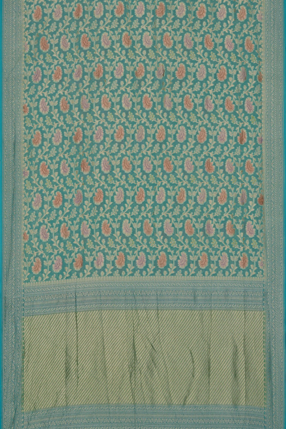 Image of Aqua Green Banarasi Georgette Saree