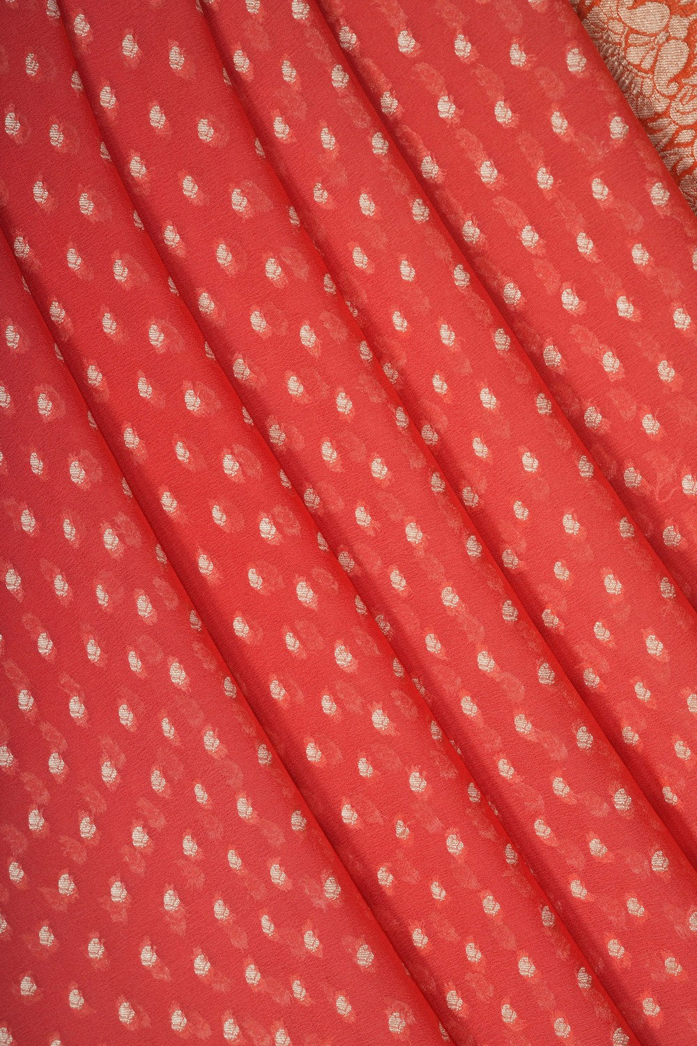 Image of Coral Peach Banarasi Georgette Saree
