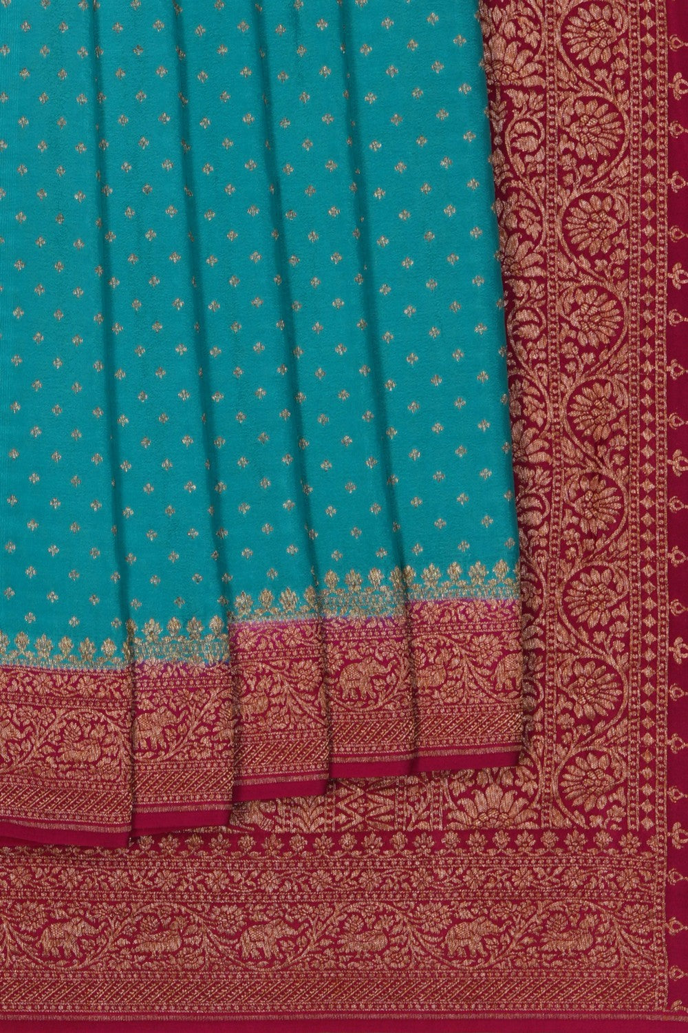 Image of Blue Banarasi Crepe Saree