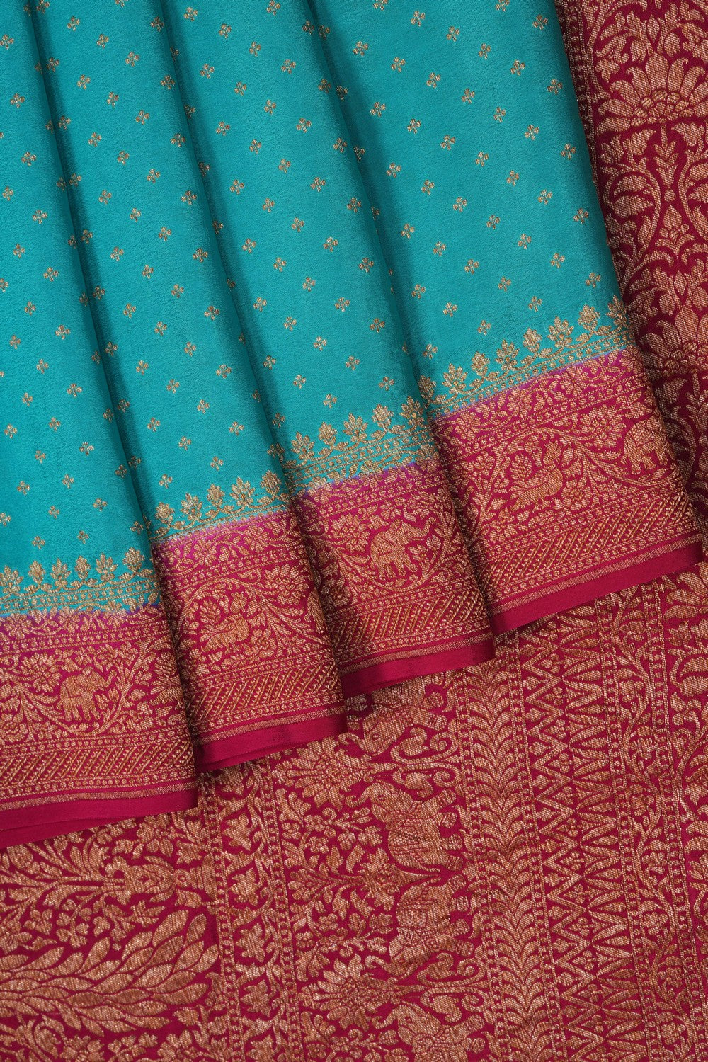 Image of Blue Banarasi Crepe Saree