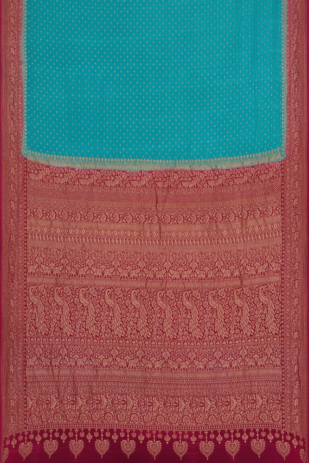 Image of Blue Banarasi Crepe Saree