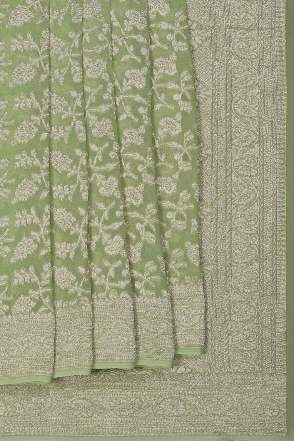 Image of Mint Green Banarasi Georgette Saree