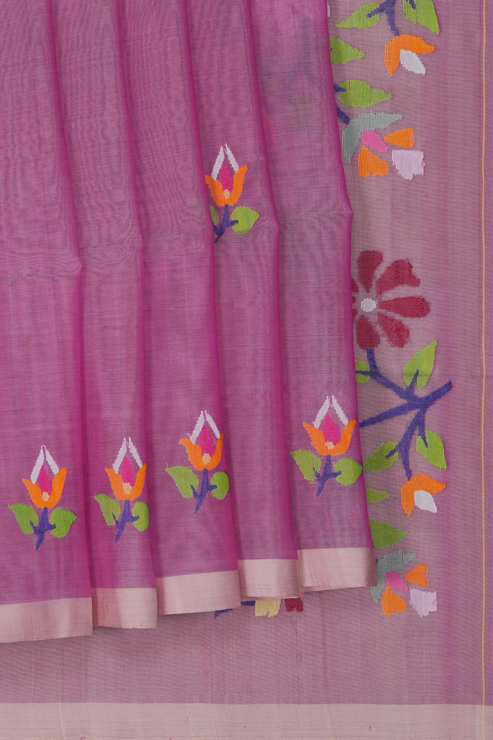 Image of Lavender Purple Kora Saree