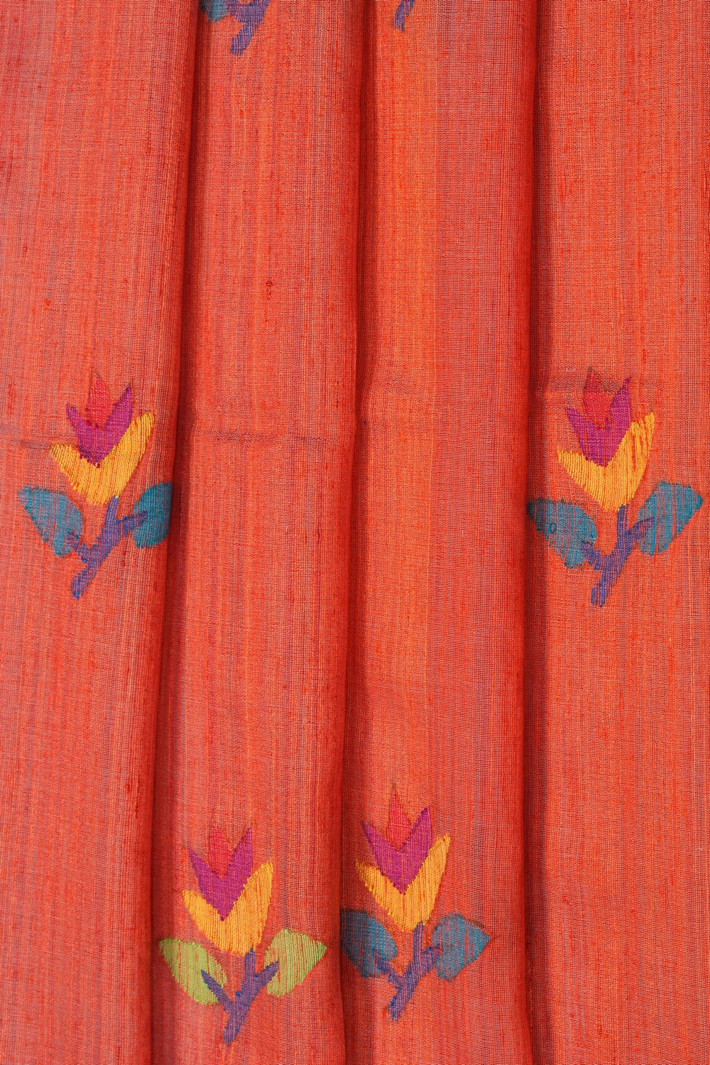 Image of Orange Ghicha Silk Saree