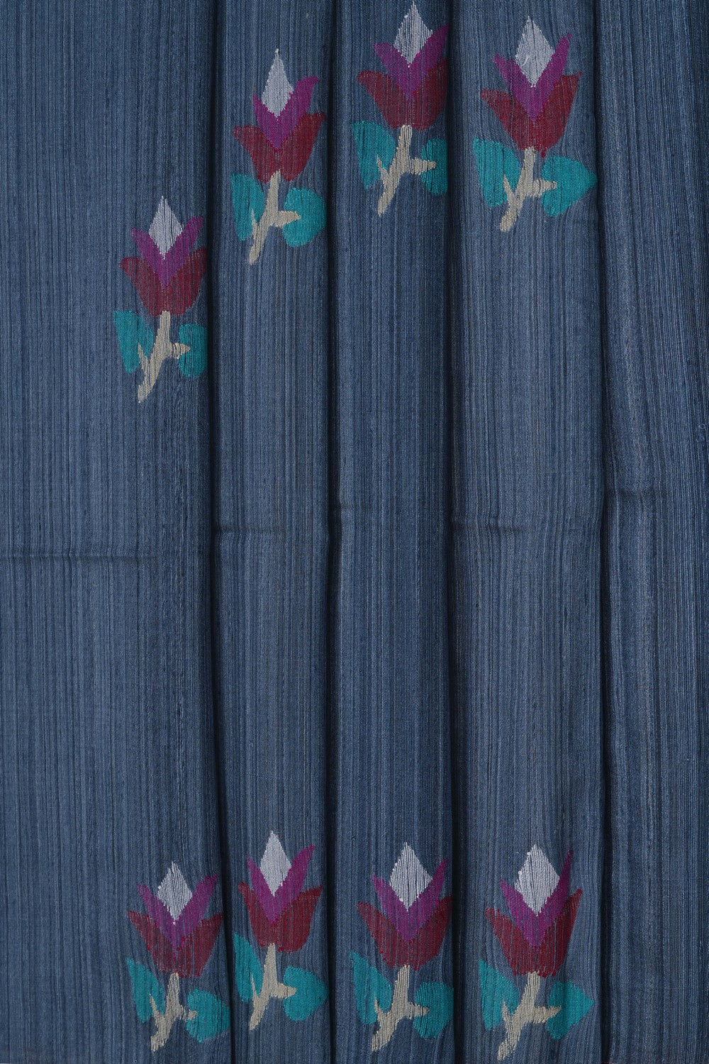 Image of Grey Ghicha Silk Saree